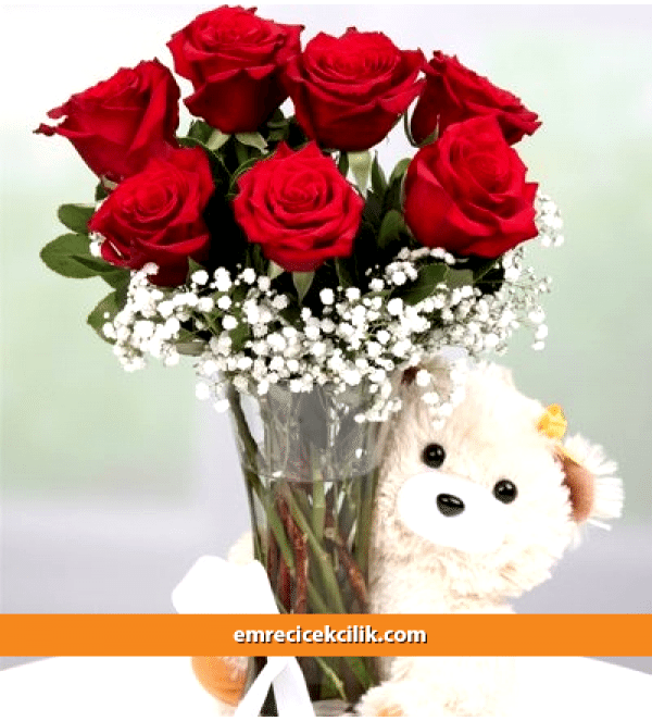 Vazoda 7 Gül ve Ayıcık