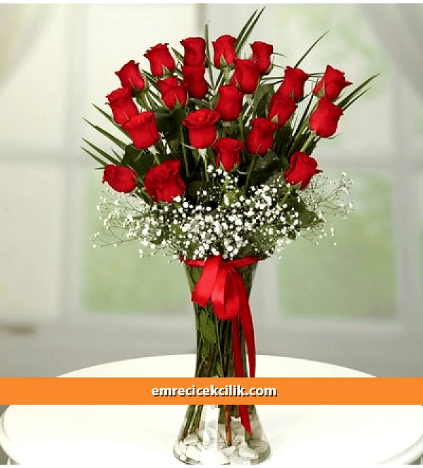 Vazoda 21 Kırmızı Gül